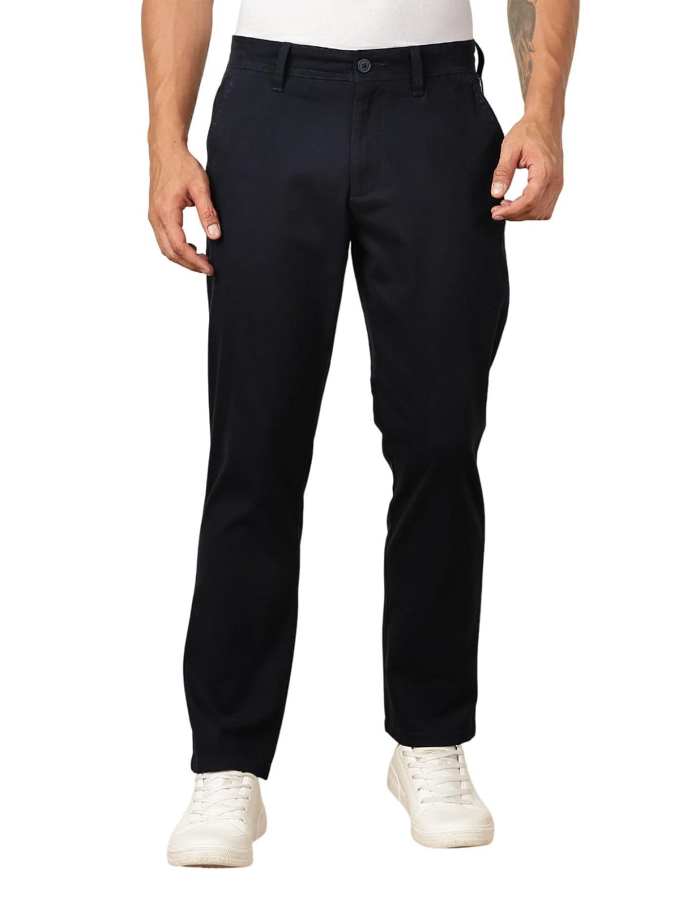 Thomas Scott Men's | Solid | Light Weight | Breathable Fabric | 4 Pockets | Regular Fit | Trouser | Chinos | Pants for Men (CCBT139_Navy_32)