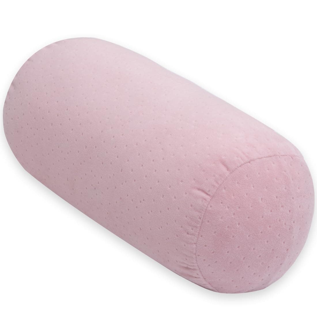 1 MIDDLE ONE Round Cylinder Bolster Pillow with Removable Velour Cover Tube Roll Cervical Pillow for Head Neck Back and Legs Support 13x 6 Pink
