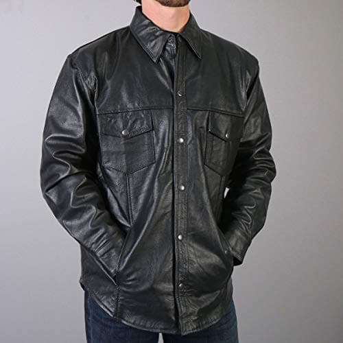 Hot Leathers Men's Leather Shirt (Black, XXX-Large)