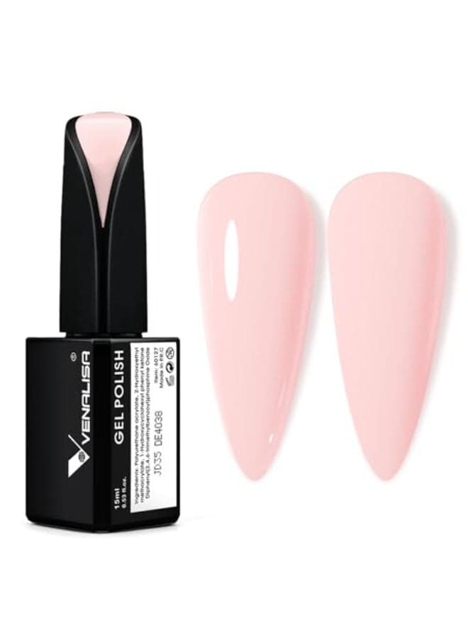 VENALISA 15ml Baby Pink Gel Nail Polish Light Pink Gel Polish Nude Pink Color Spring Summer Soak Off UV LED Nail Gel Polish Nail Art Starter Manicure Salon DIY at Home 053 OZ