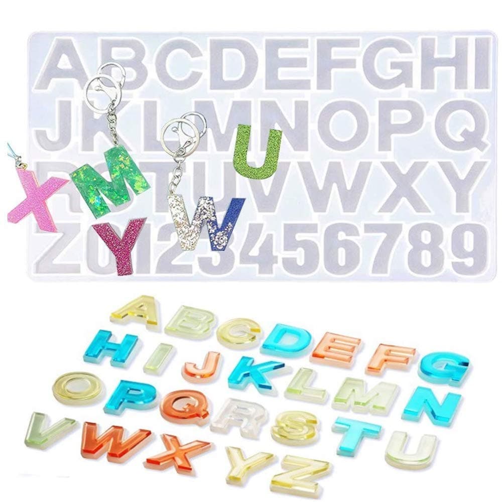 Perfect Pricee Alphabet Number Silicone Resin Casting DIY Molds and Art Craft Projects Epoxy Mold for Making Keychain House Number Pendant Jewelry, Silver