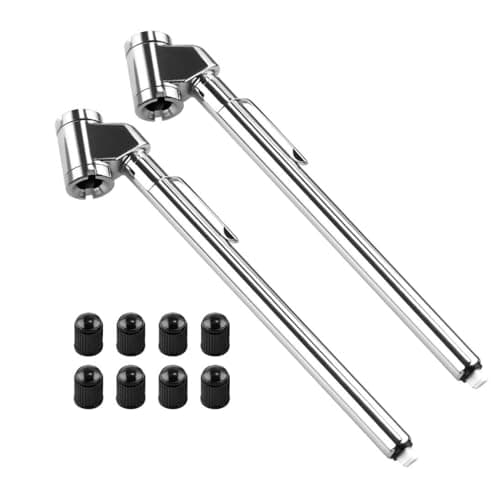 MAKABEE Pencil Tire Pressure Gauge, Dual Head Trucks Air Gage, Accurate Mechanical Dually Chuck Wheel Service Checker, Stainless Steel Stem for Car RV ATV Motorcycle Bike, 5-50PSI (Silver, 2 Pack)