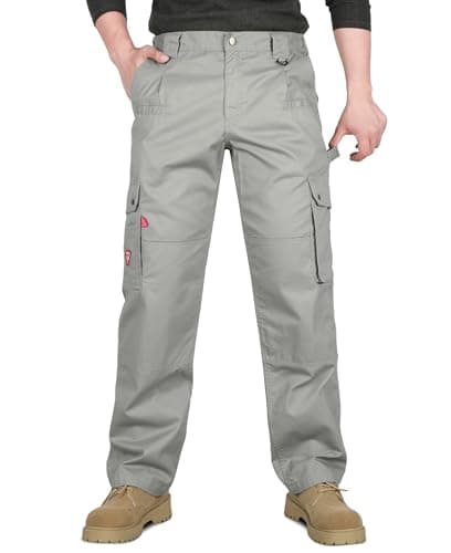 TICOMELA FR Pants for Men Flame Resistant Cargo Pants 7.5oz Gray (9 Pockets) Multi-Pocket Pants