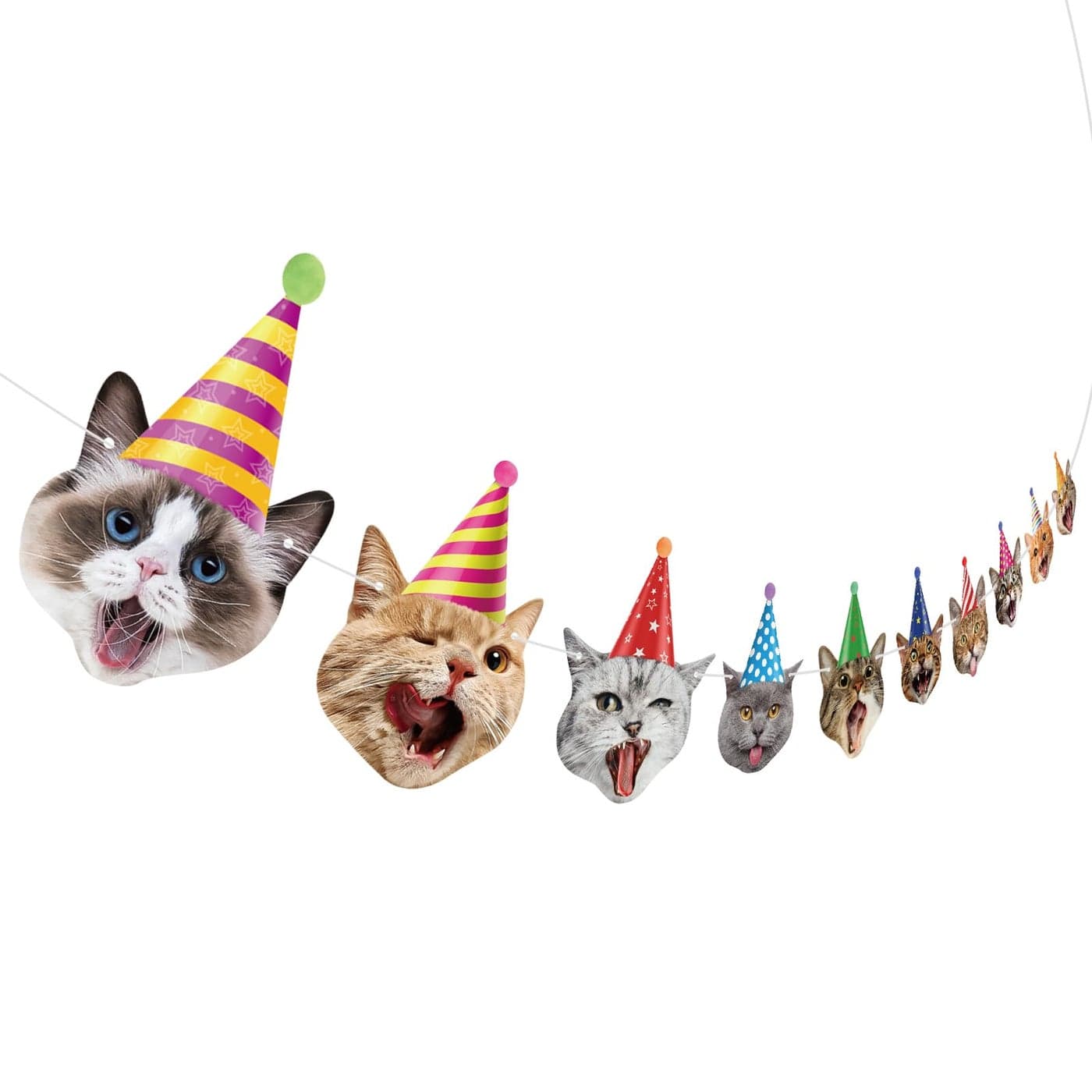 Hooqict Cat Birthday Banner Birthday Party Decorations for Backdrop Cat Happy Birthday Banner Garland Sign for Girls Boys Kids 1st 2nd 3rd Party Supplies Hanging Decor