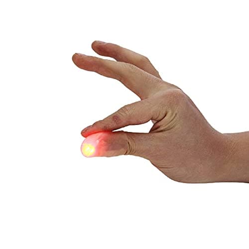 MilesMagic Set of 2 Magic Rubber Thumb Tip Light Up Flash Lights from Anywhere Finger Tricks (RED)