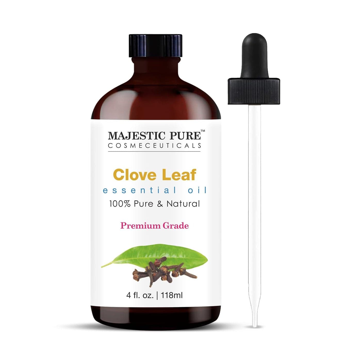 MAJESTIC PURE Clove Essential Oil | 100% Pure and Natural Clove Oil | Premium Grade Essential Oils for Hair Care, Home Diffusers, Skin, Aromatherapy, Massage and Humidifiers | 4 Fl Oz