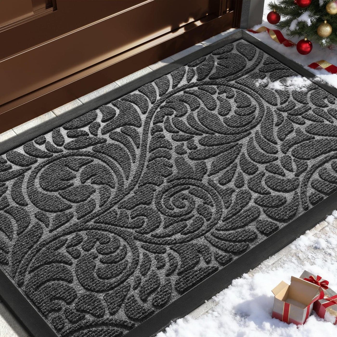 Yimobra Door Mat Outside Entrance 295x17 Waterproof Sturdy Outdoor Mats for Front Door Heavy Duty NonSlip Doormat for Garage Patio Entryway Indoor Easy Clean Grey