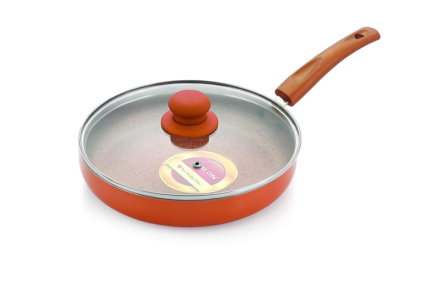 Nirlon Kitchen Accessories Induction Base Non Stick Aluminium Fry Pan with Glass Lid
