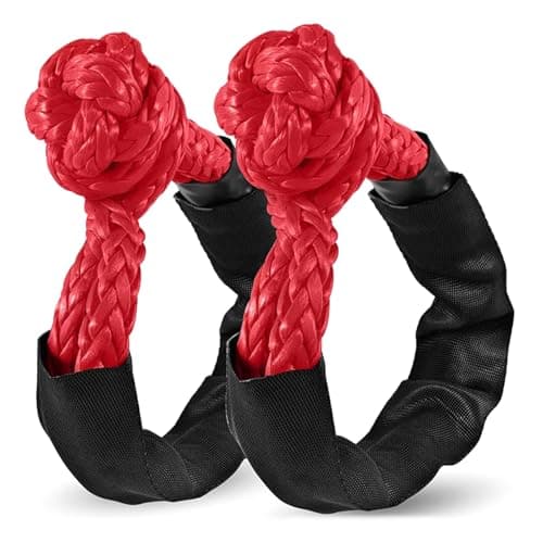 ZAMLIE 2 Pack Red Soft Shackle 57,000 LBS Breaking Strength 1/2 inch X 22 inch with Protective Sleeve for Off-Road Sailing Trucks 4x4 UTV Synthetic Road Recovery Rope Soft Shackle for Recovery