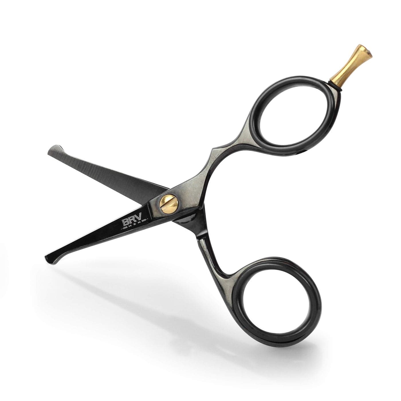 BRV MEN RoundedTip Small Trim Scissors for Men 42 High Carbon Stainless Steel Nose Hair for Men Professional Grooming Scissors for Beard Mustache Ear Hair RIGHT HANDED Black