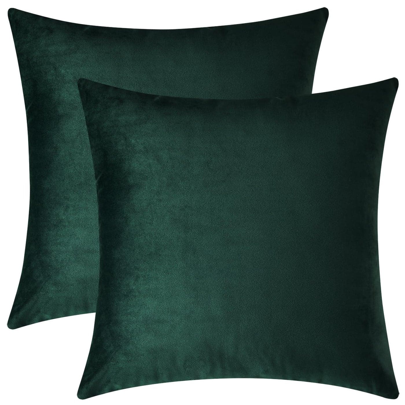 Mixhug Decorative Throw Pillow Covers Velvet Cushion Covers Solid Throw Pillow Cases for Couch and Bed Dark Green 22 x 22 Inches Set of 2