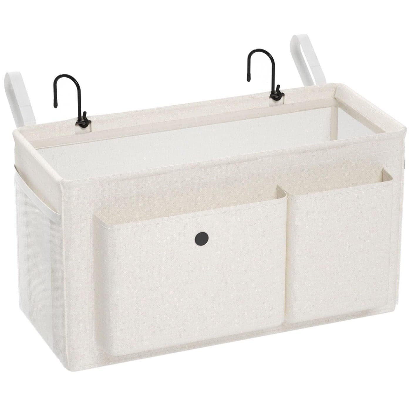 Edudif Bedside Caddy Bedside Organizer with Fixed Straps Water Bottle Holder Bunk Bed Caddy ideal for Home Dorm Hospital Crib Versatile Bedside Storage Solution White