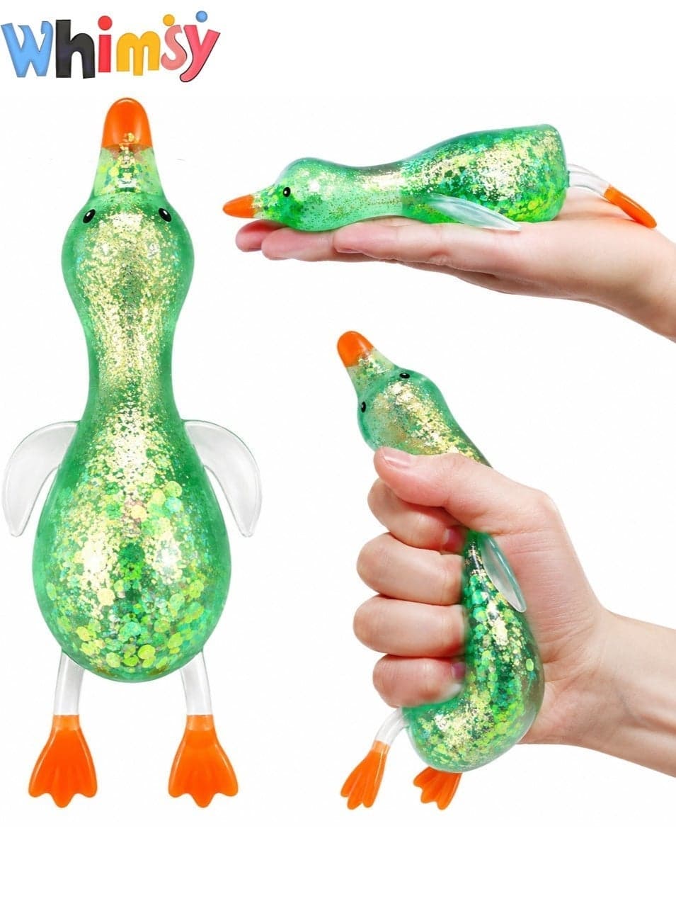 Cute Duck Squishy Stress Ball - Ultra Squishy Slow Rising Sensory Fidget Toy, Soft Moldable Gel Ball for Anxiety Relief, Calming Tool for Focus & Concentration, Fun Gift for Kids Adults (Large Green)