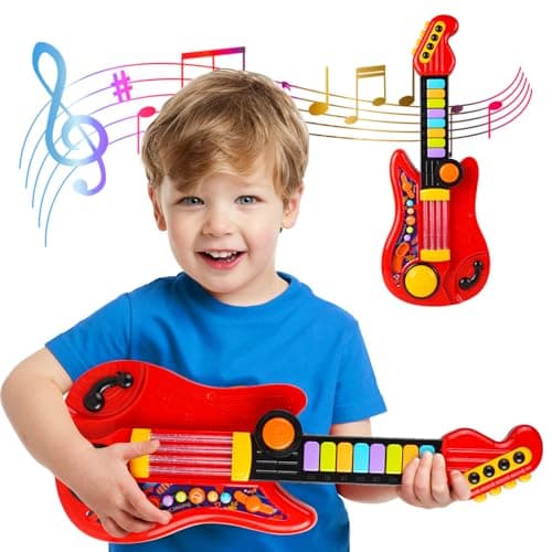 Kids GuitarPiano 2in1 Musical Instrument Toddler Guitar for 35 Year Old Boys Girls Adjustable Educational Toy for Birthdays