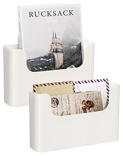 FKTXCO Wall Mount File Organizer Holder Hanging File Organizer Door Office Mail Supplies Storage Magazine Envelope Planner Wall Single Pocket Off White 2 Pack
