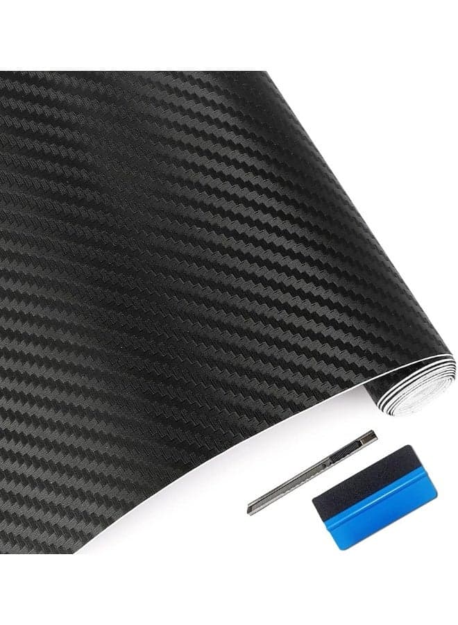 LZLRUN 3D Carbon Fiber Vinyl Wrap - Outdoor Rated for Automotive Use - 2ft x 5ft Knife + Hand Tool