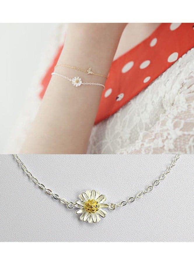 Korean version daisy bracelet 925 sterling silver bracelet bracelet, women's flower fresh, simple and fashionable Korean style jewelry