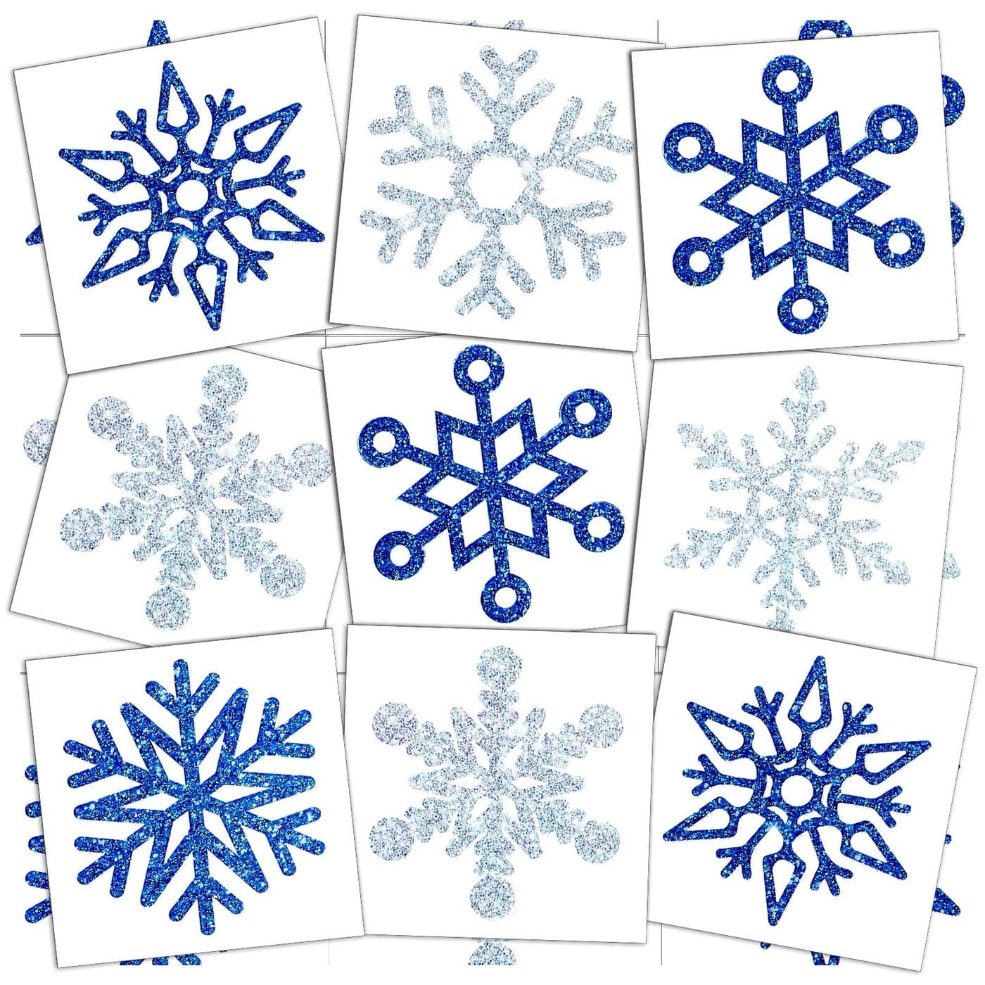 180 Pcs Blue Silver Snowflake Temporary Tattoos Winter Birthday Christmas Party Decorations Decor Supplies Favors Gifts Cute Apparel Accessories for Body Face Women Party SuppliesSnowflake