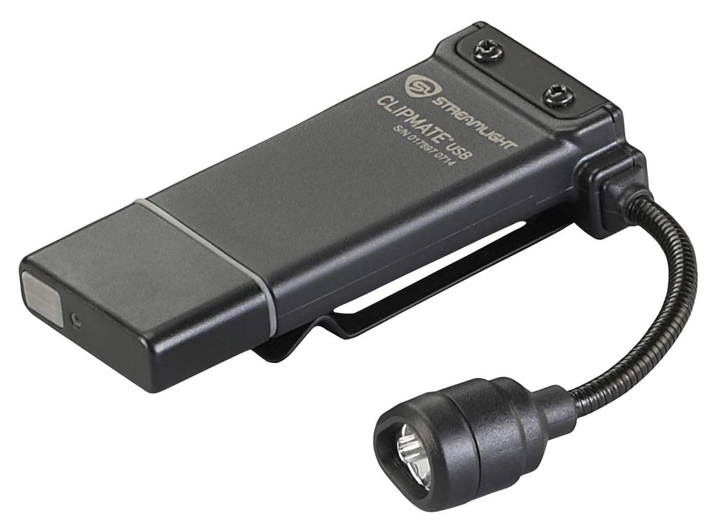 Streamlight 61126 ClipMate 70-Lumen 500-Candela Rechargeable Hands-Free Clip-On Light with White and Red LEDs and USB Wall Adapter, Black