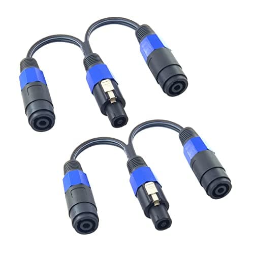 WJSTN speakon Splitter Cable 1 Male 2 Female Speaker Break Out Splitter, Speak-on Cable 2 Pole Y Adapter ,2Pack (1 Male to 2 Female)