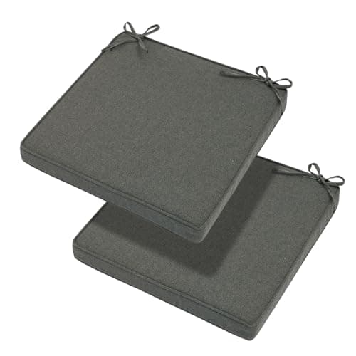 Magpie Fabrics Indoor Outdoor Waterproof Square Chair Cushion, 18" x 18" x 2.5", 2 Pack, Water Resistant Seat Cushions, for Patio Garden Office, Dark Grey