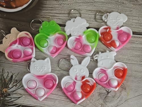 mypush popo 50 Packs Classroom Students Bulk Love Mini Pop Heart 8 Design Animal Valentines Day Party Favors