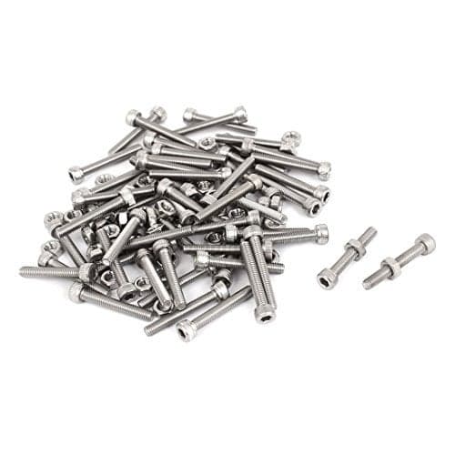 uxcell M3x20mm Hex Socket Head Knurled Cap Screws Bolts Nuts Set 50Pcs