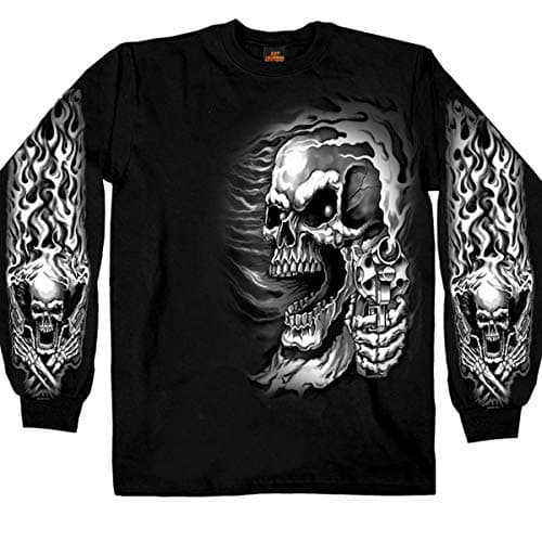Hot Leathers mens Motorcycle GMD2076 Assassin Black Long Sleeve Shirt, Black, Large