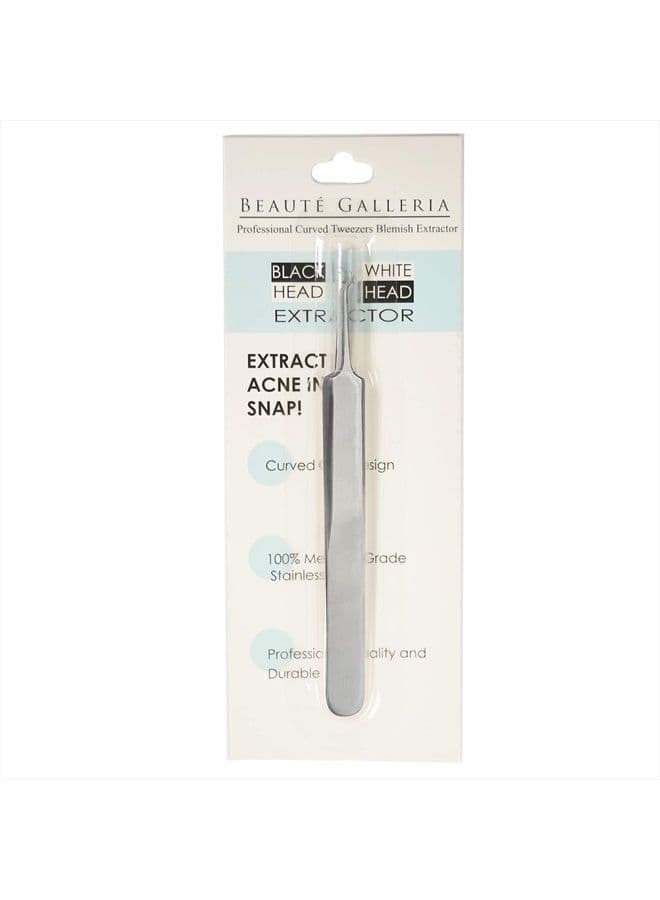 Beaute Galleria Premium Stainless Steel Bend Curved Blemish Extractor Tool for Remove Comedones Whitehead Blackhead Acne Pimple
