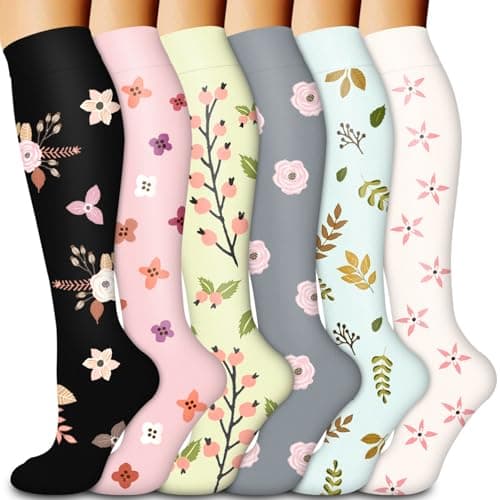 Laite Hebe Compression Socks for Women & Men Circulation(6 pairs)-Graduated Supports Socks for Running, Athletic Sports