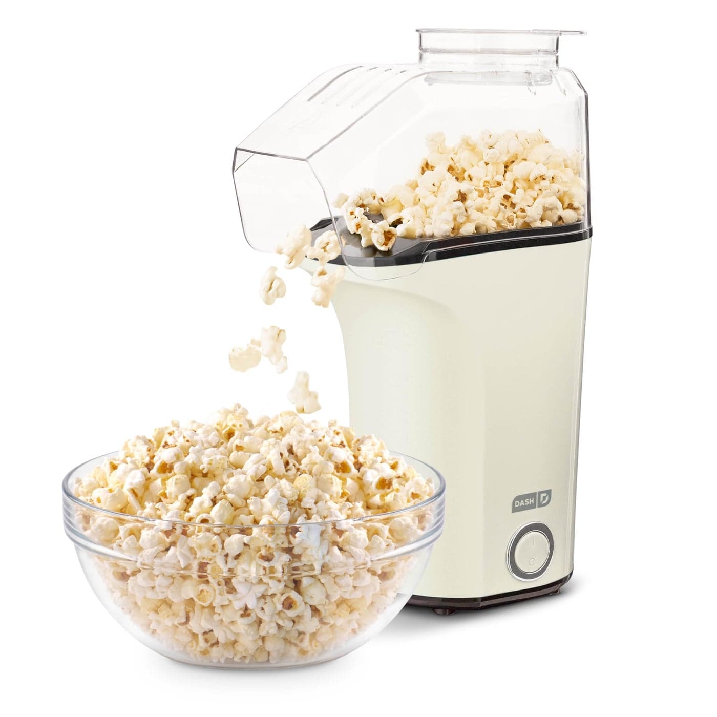DASH Hot Air Popcorn Popper Maker with Measuring Cup to Portion Popping Corn Kernels Melt Butter 16 Cups White