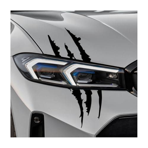 YTFRL 2 PCS Car Claw Mark Stickers Monster Claw Headlight Decals Waterproof Vinyl Sticker Stripes Scratch Marks Exterior Decoration for Sports Car SUV Pickup Truck Hood Window Black