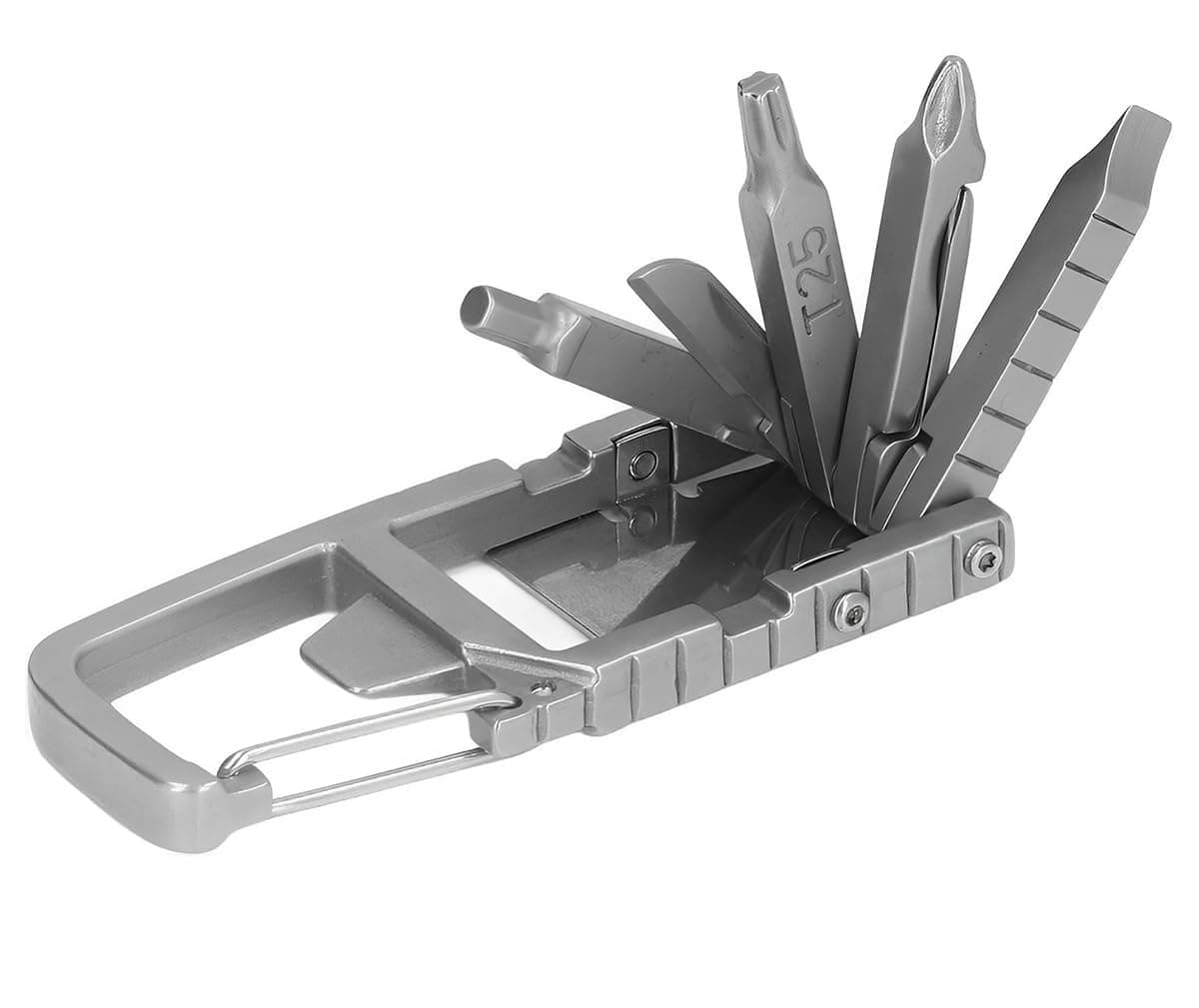 HASTHIP Keychain Multi Tool 12 in 1 Folding Multipurpose Tool with 6 Mini Screwdriver Bits Cutter SIM Card Ejector Tool Bottle Opener Keychain Phone Holder Pocket Mini Multitool