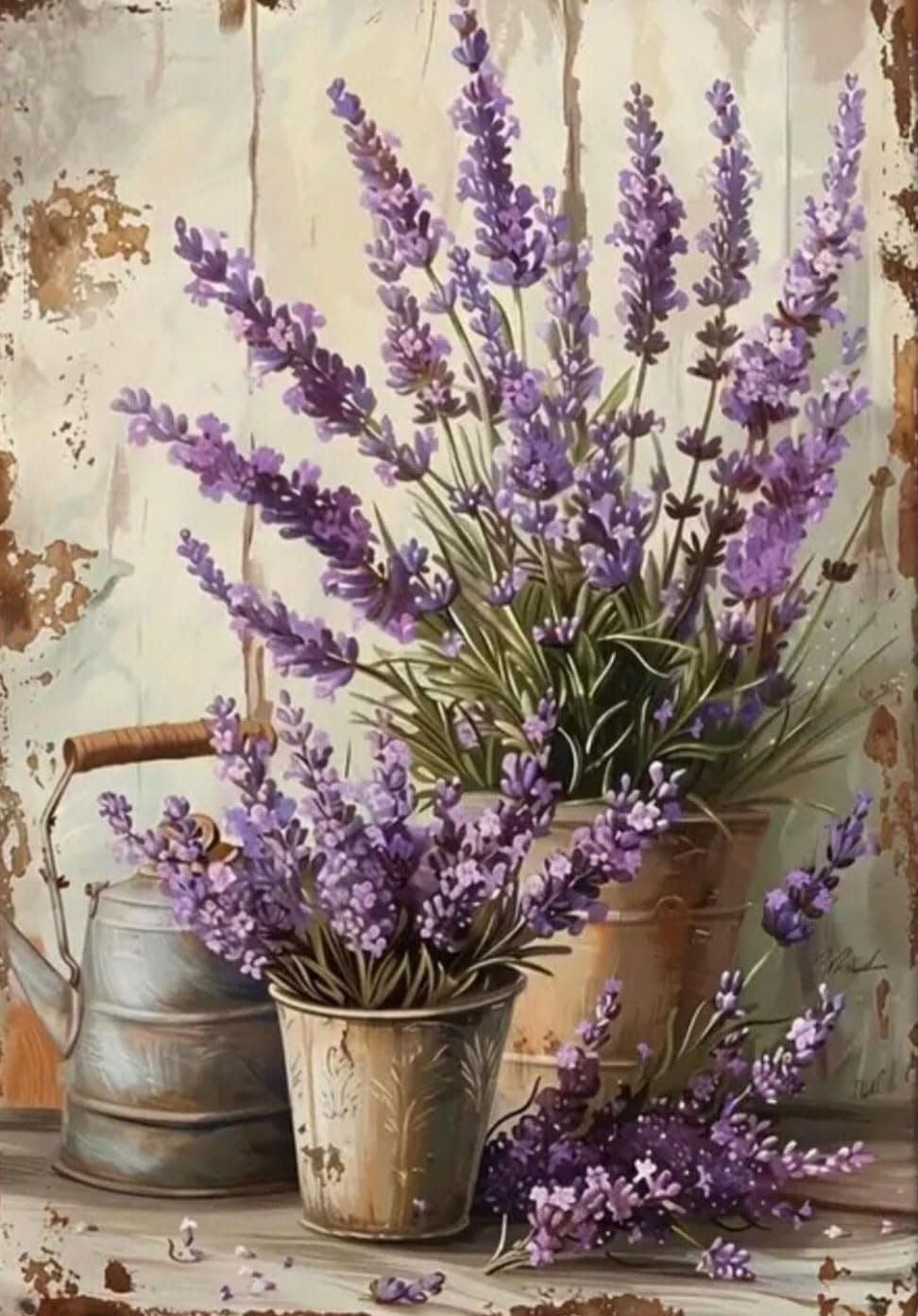 WUSARPLY Rustic Flowers Diamond Painting Kits for Adults, Lavender Diamond Art Kits Full Drill Diamond Dots Paint with Diamonds Gem Arts and Crafts for Beginner Adults Home Wall Decor