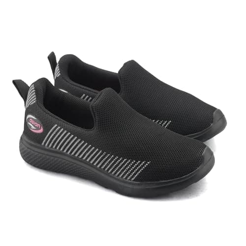 ASIAN Firefly-111 Women’s Walking Shoes | Lightweight Breathable Casual Slip-Ons for Daily Walking, Comfort Fit & Memory Foam Sole Black Pink