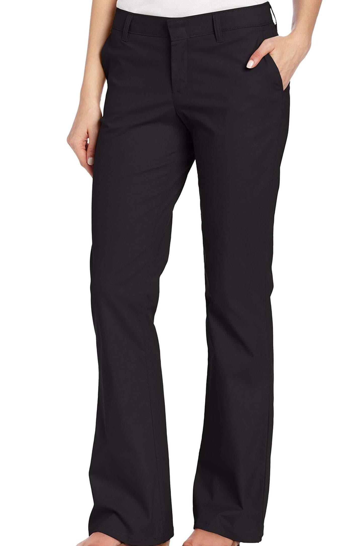 Dickies Womens Slim Fit Boot Cut Stretch Twill Pant Black 8 Short