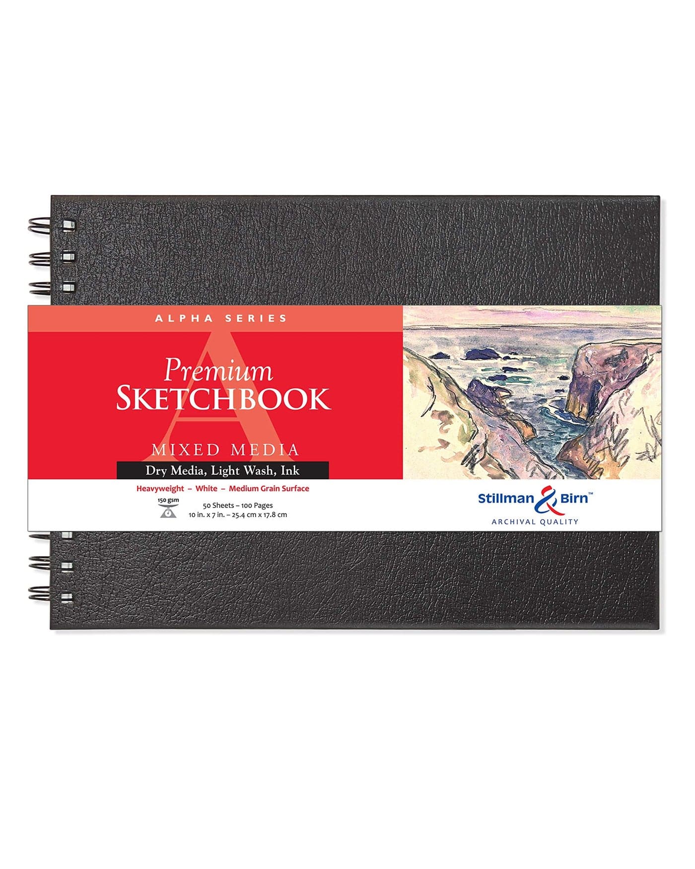 Stillman Birn Alpha Series Wirebound Sketchbook 10 x 7 150 gsm Heavyweight White Paper Medium Grain Surface