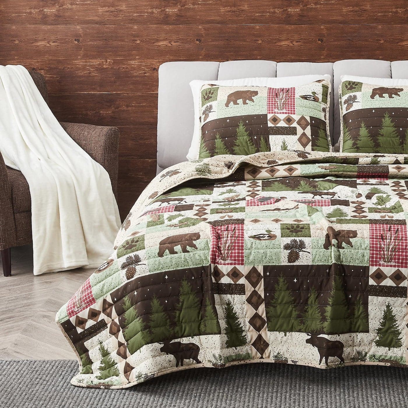 Great Bay Home 2Piece Reversible Rustic Lodge Bedspread Twin Size Quilt with 1 Sham AllSeason Quilt Set Wilder Collection TwinTwin XL