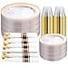 DaYammi 350PCS Clear Gold Plastic Dinnerware Set for 50 Guests Gold Plates Disposable Include 50 Dinner Plates 50 Dessert Plates50 Pre Rolled Napkins with Gold Silverware50 Cups for Party Wedding