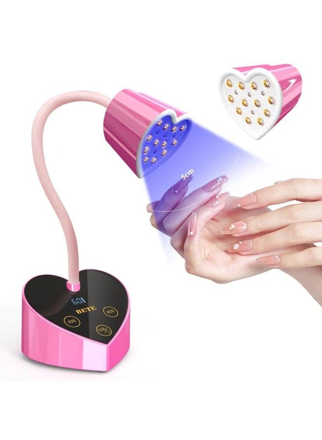 Mini UV Nail Lamp Flash Cure Gel Nail Polish, 360° Foldable Gooseneck UV LED Nail Lamp with Smart Sensor, USB Portable Cordless 30W Rechargeable Nail Dryer with 3 Timers for Salon Home DIY