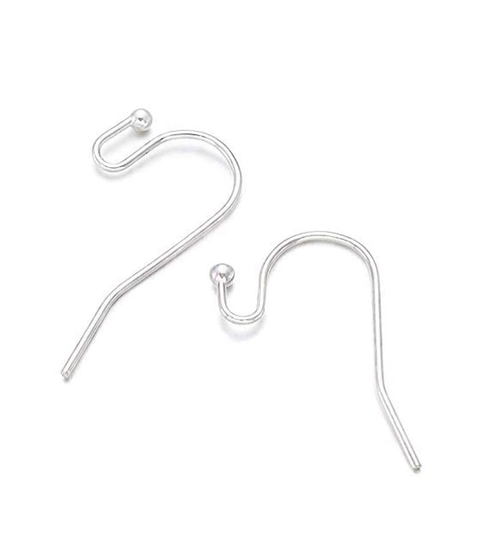 Adabele 200pcs Hypoallergenic Ball End Fish Earring Hooks 20mm Sterling Silver Plated Brass Ear Wire for DIY Craft Earrings Jewelry Making CF206S