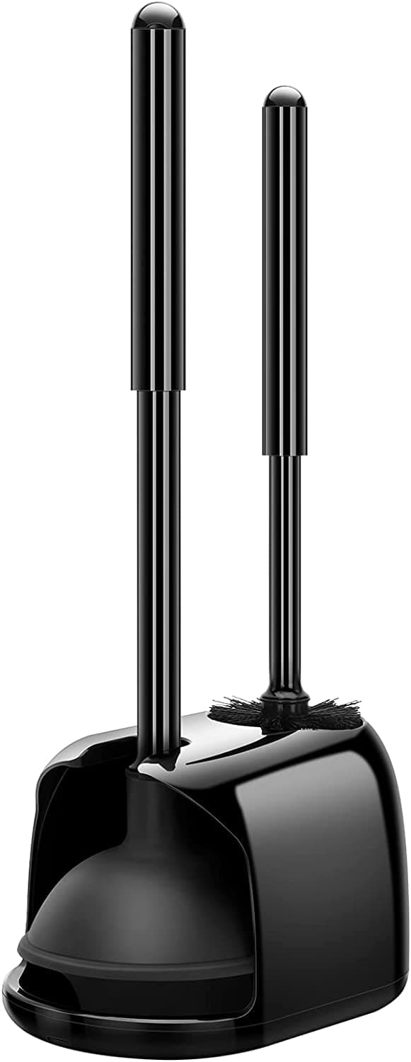 SetSail Toilet Brush and Plunger Set Toilet Plungers for Bathroom Heavy Duty Toilet Bowl Brush and Holder Hidden Toilet Plunger and Brush Set for Deeply Cleaning Black