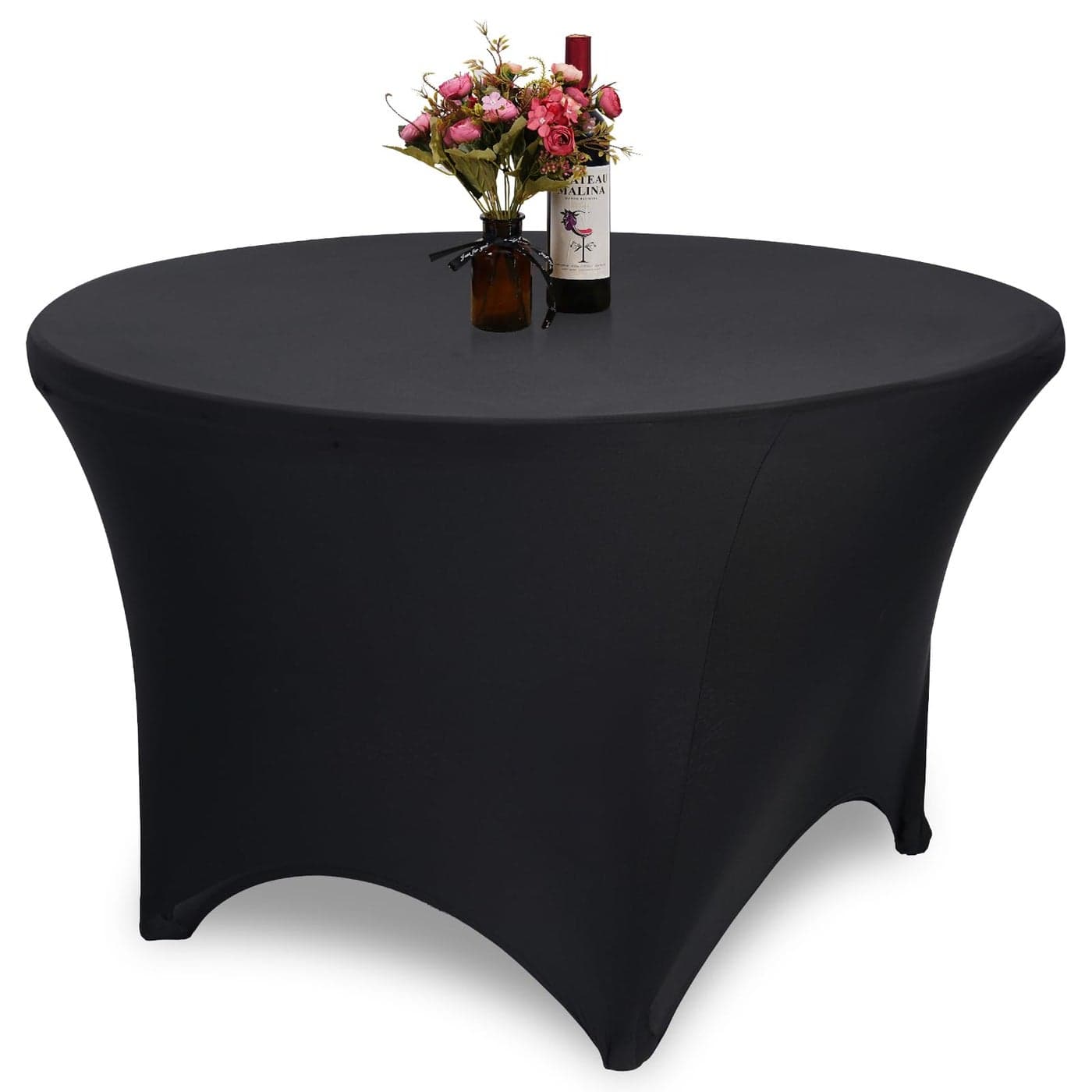 GFCC 3 Foot 36 Black Spandex Fitted Stretchable Round Stretch Tablecloth Table Covers