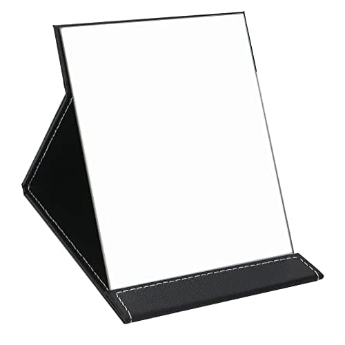 EFAILY Folding Travel Mirror, PU Portable Adjustable Rectangular Ultrathin Mirror, for Travel, Camping,Home(6.4W×5.3L)