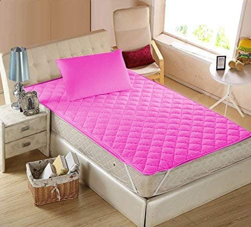 Rajasthan Crafts Microfiber Single Bed Waterproof and Dust Proof Mattress Protector, Pink, Single Bed (36inch x 72inch) (TC-MP001-3672-G)