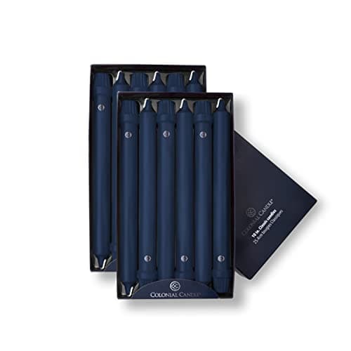 Colonial Candle Unscented Taper Candle, Classic Collection, Indigo, 10 In, Pack of 12 - Up to 8 Hours Burn