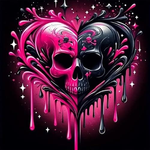 Meothan Diamond Art Kits for Adults 5D DIY Heart Skull Diamond Painting Kits for Adults Beginners Diamond Dots Kits Gem Arts Crafts for Living Room Bedroom Offices Home Wall Decor 12X12 Inch