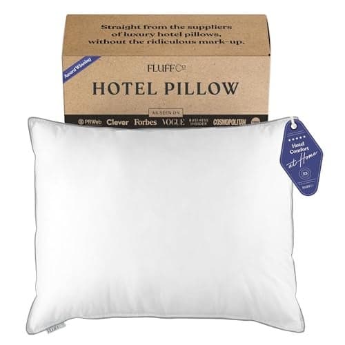 FluffCo Zen Fluff™ Down Alternative Bed Pillow - Luxury Hotel Quality - 300 Thread Count Cotton Shell - Pillows for Side, Back, and Stomach Sleepers - Made in USA - King Size 20" x 36", 1-Pack, Soft