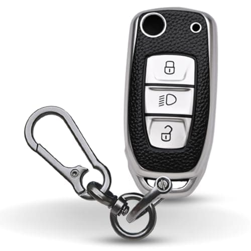 Keycept TPU Leather Key Cover for Tata Nexon | Curvv | Altroz | Harrier | Punch | EV | Safari and Facelift 3 Button flip Key.