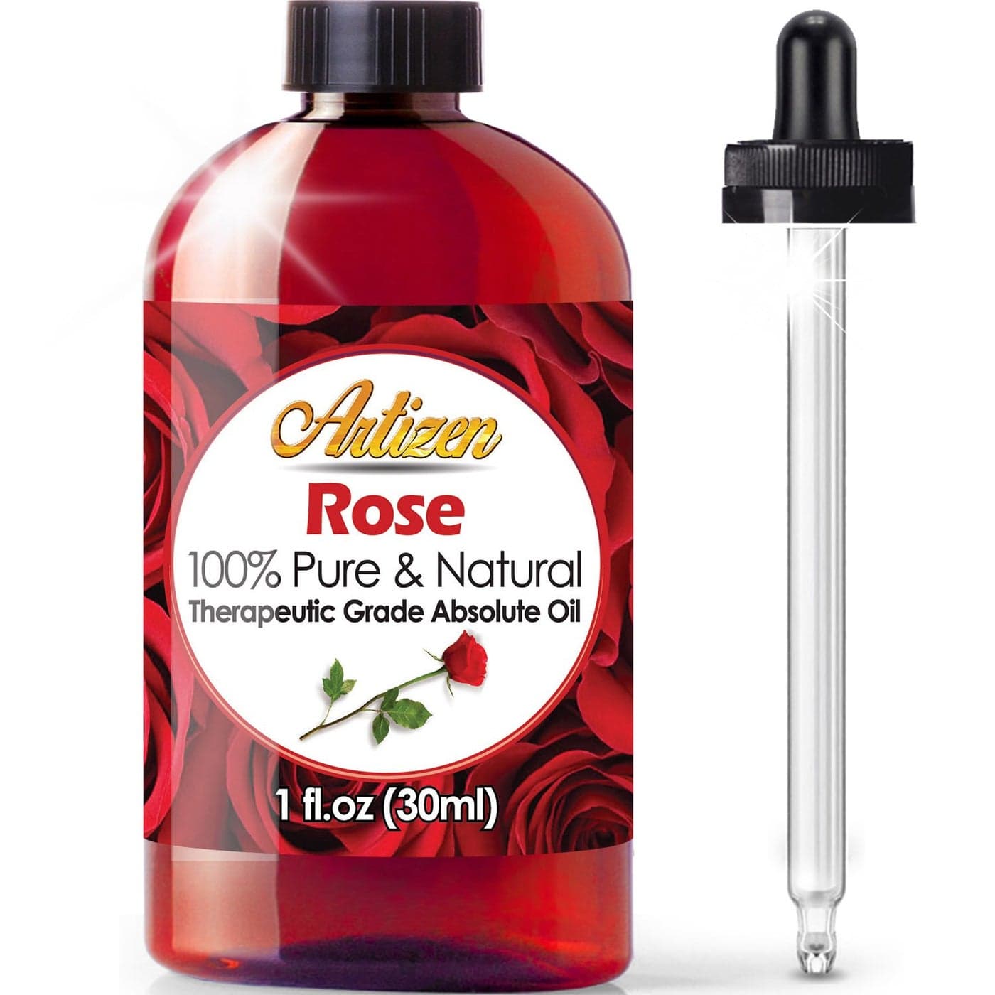 Artizen Rose Essential Oil Therapeutic Grade Huge 1oz Bottle Perfect for Aromatherapy Relaxation Skin Therapy More Rose Oil Essential
